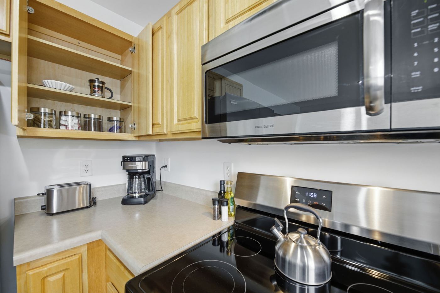 Coffee maker and toaster on the kitchen counter