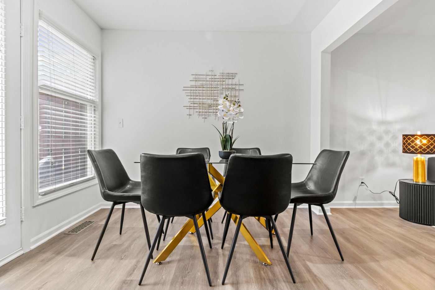 Dining table with seating for six