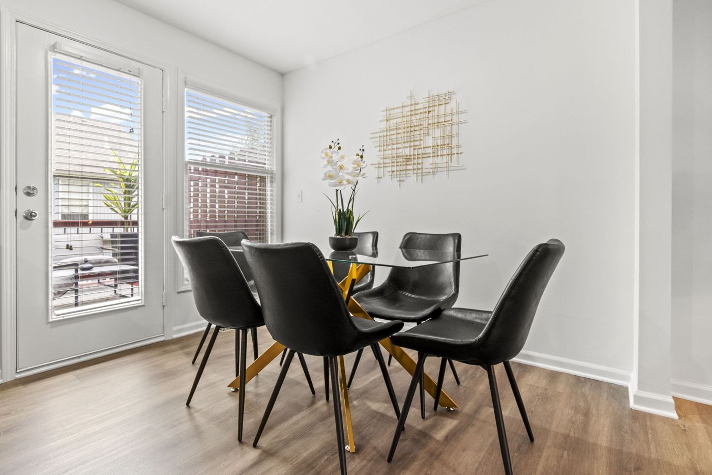 Dining area beside the balcony door